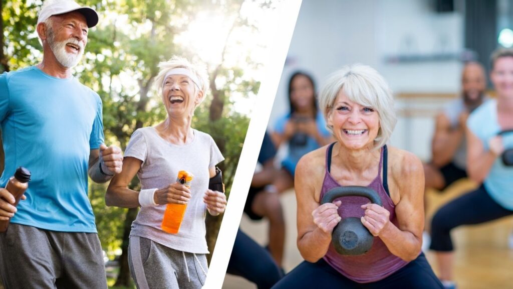 active senior enjoying kettlebell classes